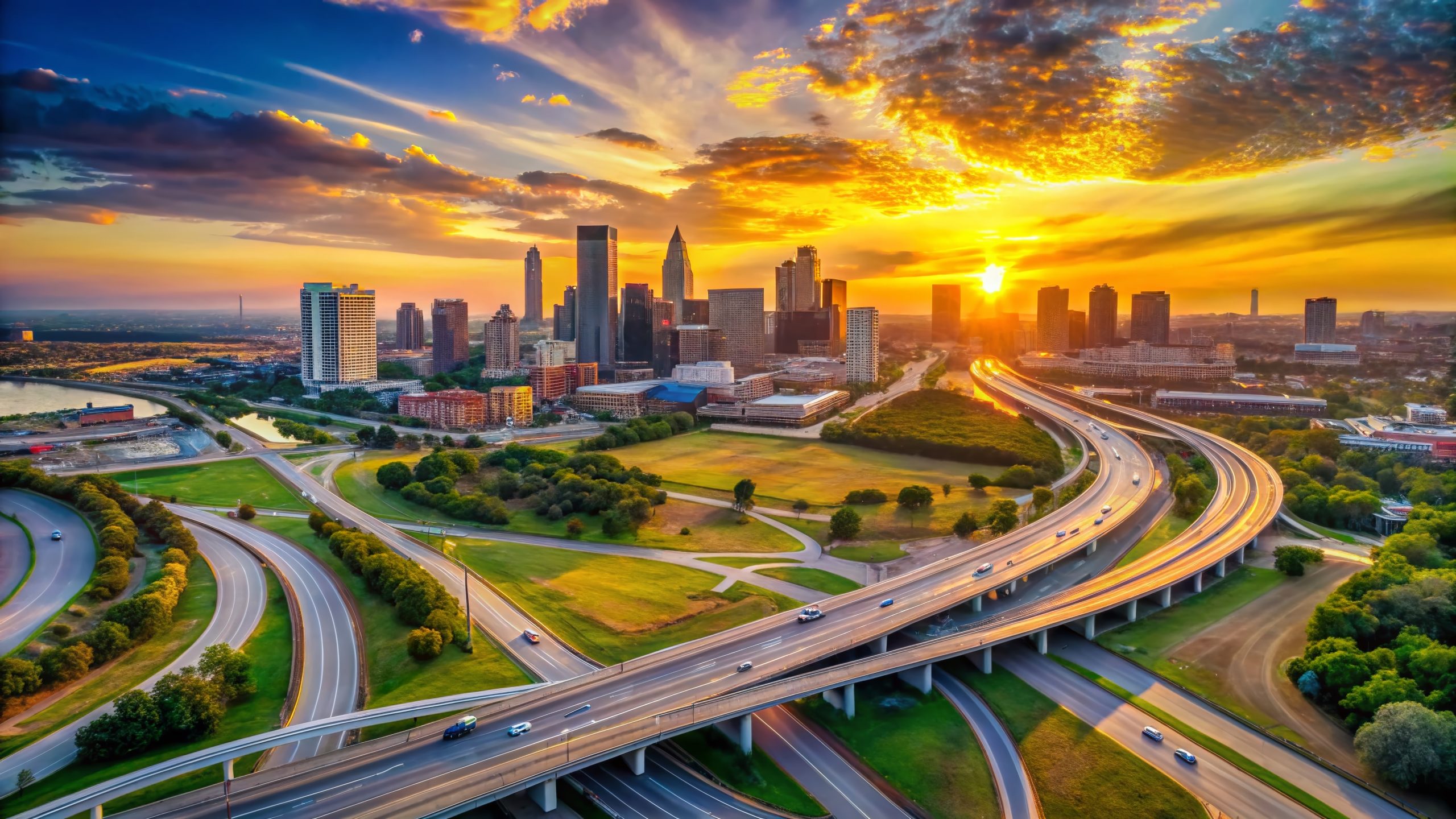 Fort Worth cityscape at sunset